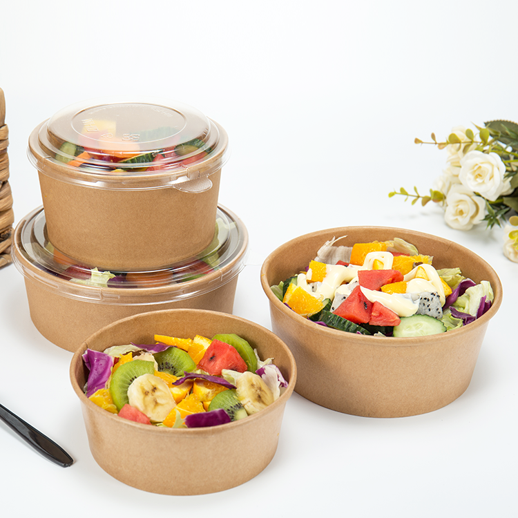 Round kraft paper salad container