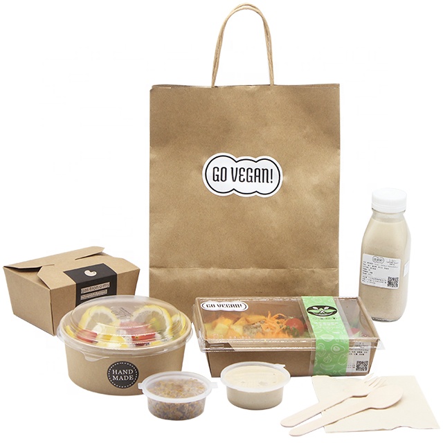 Disposable kraft paper salad to go boxes