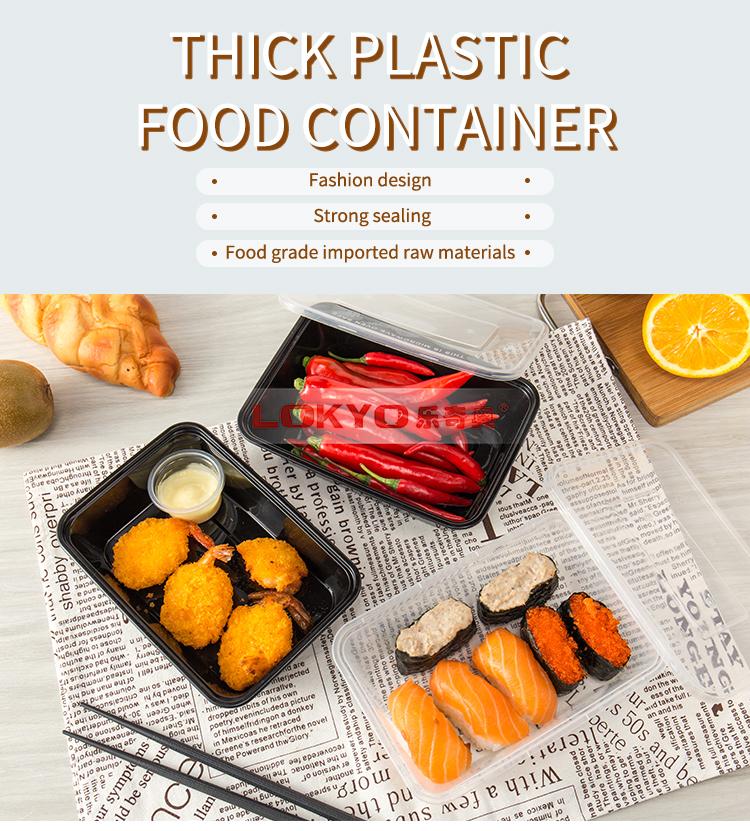 Meal Prep Food Box Disposable Plastic Bento Lunch Storage Microwavable