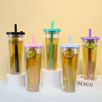 Double wall reusable boba cup